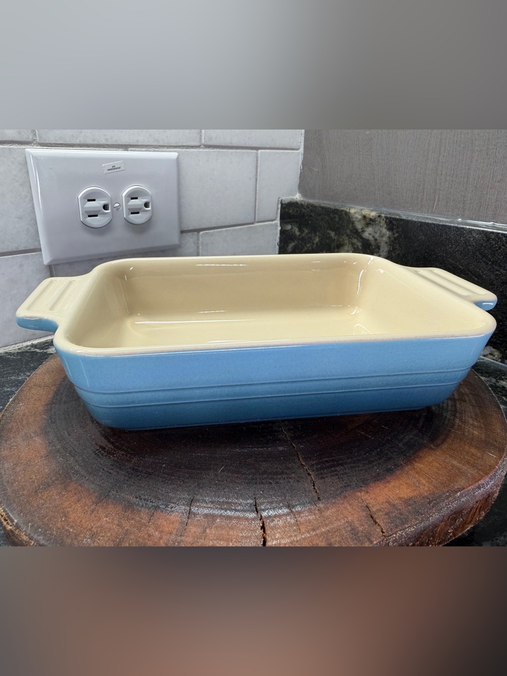 NEW Le Creuset Marine Blue 18cm Rectangular Baking Dish 7x5 Stoneware Rare